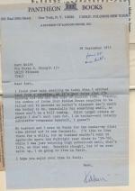 Norman O. Brown – Closing Time with Edward W. Said – Review and signed letter by Kathleen from Pantheon Books