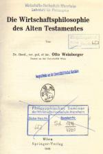 Weinberger- Die Wirtschaftsphilosophie des Alten Testamentes