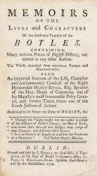 Memoirs Of The Lives And Characters Of The Illustrious Family Of The Boyles