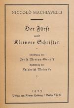 Machiavelli, Der Fürst und Kleinere Schriften.